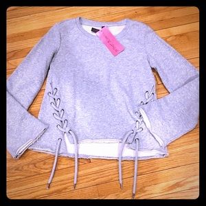 FIRM! Betsey Johnson Tie Up Cropped Sweatshirt Top